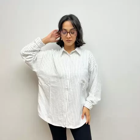 Rahat Kalıp Oversize Gömlek - BEYAZ