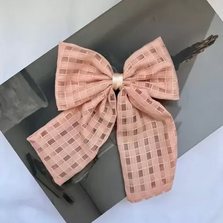 Desenli Kumaş Büyük Fiyonk Saç Tokası – Klipsli Model - PUDRA