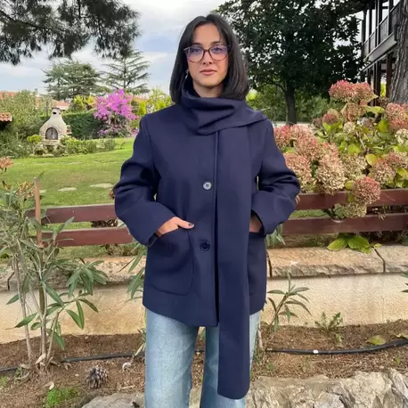 Çıkarılabilir Atkılı Kaban - LACİVERT