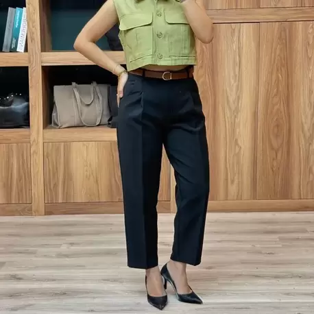 Beli Kemerli Pantolon - SİYAH