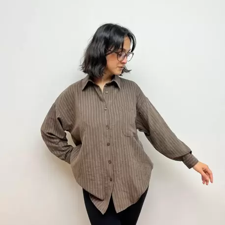 Rahat Kalıp Oversize Gömlek - KAHVERENGİ