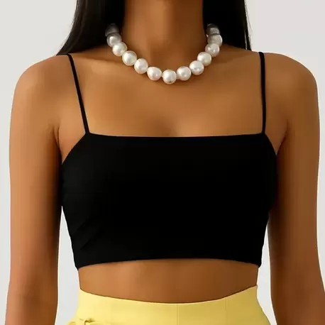 Basic Straplez Crop Top - SİYAH