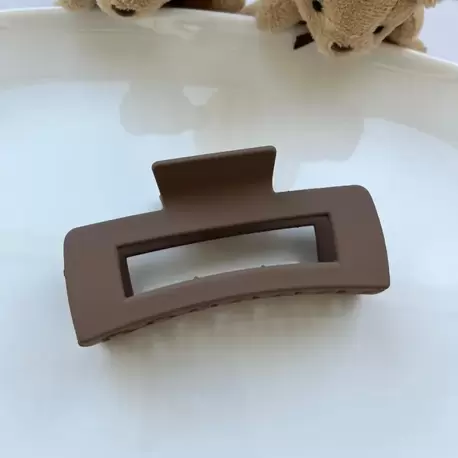 Mat Dikdörtgen Saç Tokası - SÜTLÜ KAHVE 