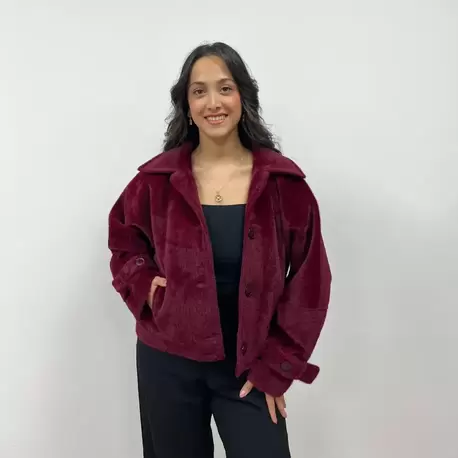 Düğmeli Kısa Ceket - BORDO