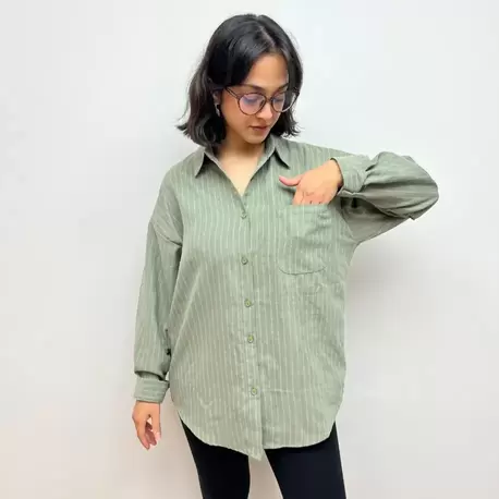 Rahat Kalıp Oversize Gömlek - HAKİ