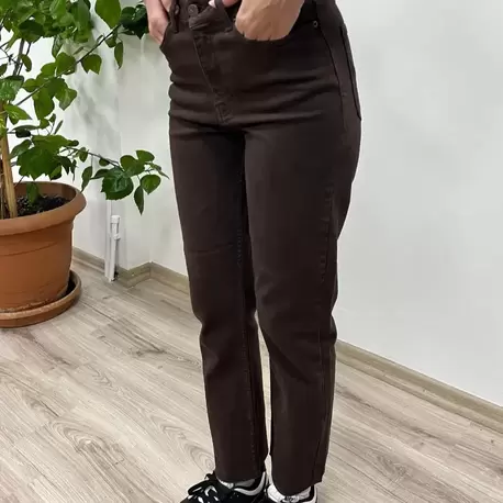 Kahverengi Mom Fit Kot Pantolon