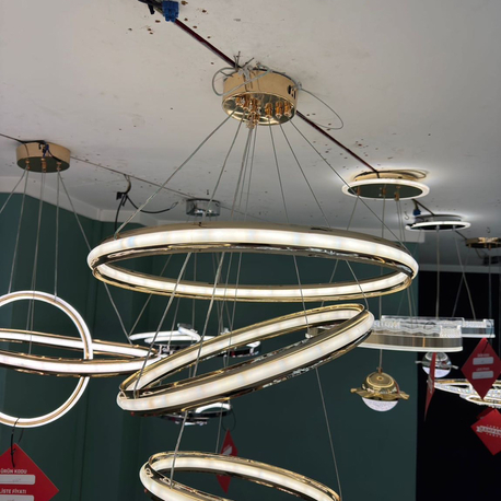 Modern Led 3 Halkalı gold Avize