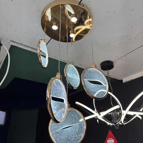 Modern cam efektli 5li gold avize