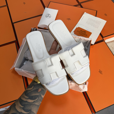 Hermes Oran Sandal White (Original Full Set)