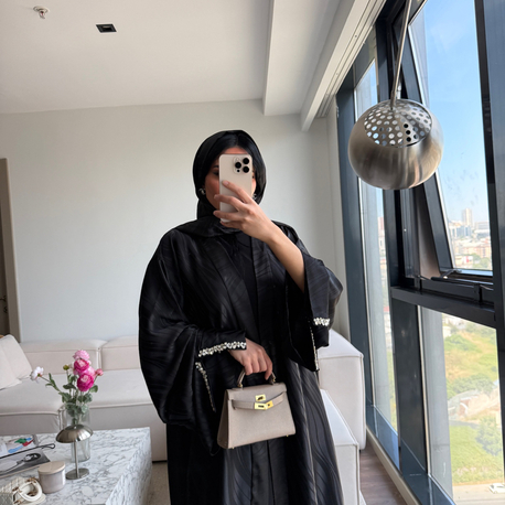 JAKAR saten abaya ve şal takım 