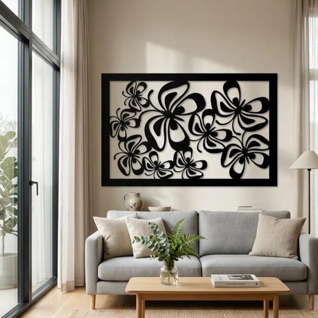 DEKORATİF LAZER KESİM METAL KELEBEK DESENLİ TABLO