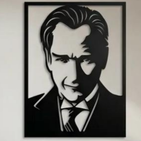 Dekoratif Metal Kesim Atatürk Portre Duvar Tablosu 