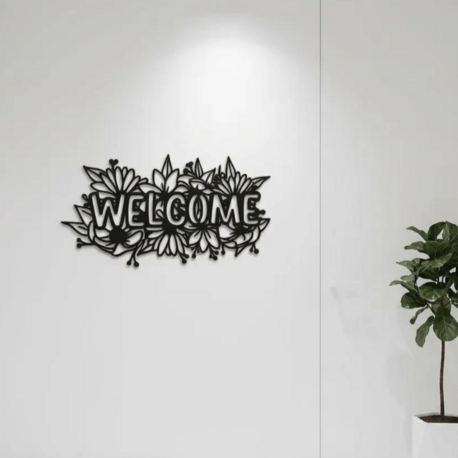 LAZER KESİM METAL WELCOME KAPI SÜSÜ
