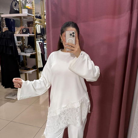 Dantel detaylı tunik 