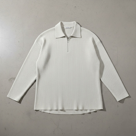 OVERSİZE FİTİLLİ ZİP POLO / GRİ