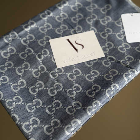 GUCCI YÜN İPEK ŞAL KOT MAVİSİ