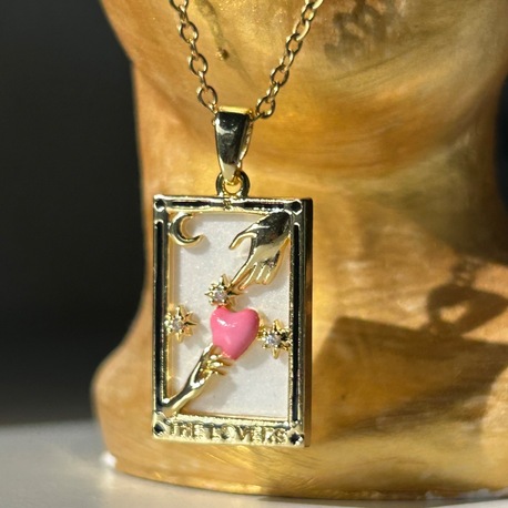 the lovers tarot kolye gold çelik