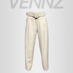 Bej Kemerli Klasik Pantolon
