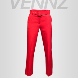 Kırmızı Kemerli Klasik Pantolon