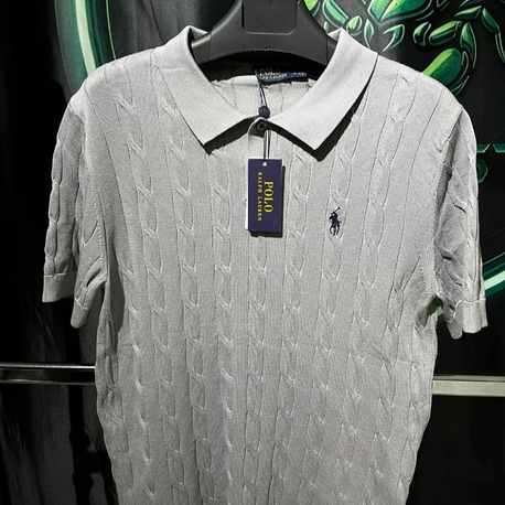 Polo Ralph Lauren Gri Premium Saç Örgü Polo Yaka Tshirt