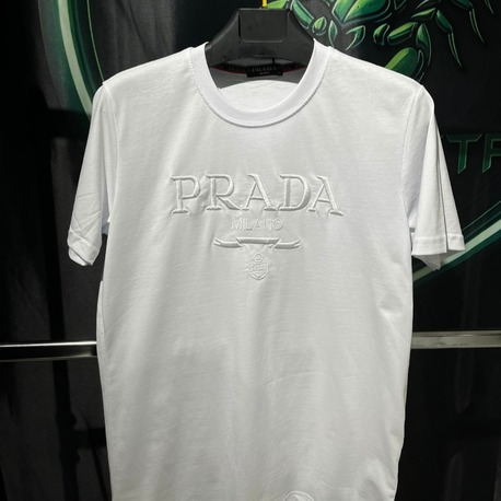 Prada Beyaz Premium Bisiklet Yaka Tshirt