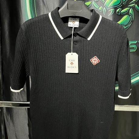 Casablanca Siyah İthal Premium Fitilli Polo Yaka Tshirt
