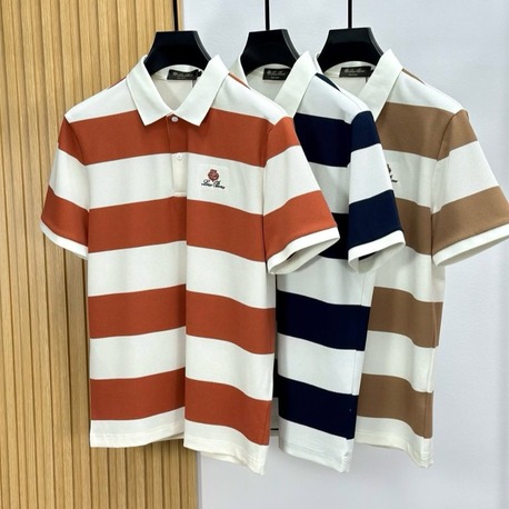Loro Piana Striped Cotton Knit Polo
