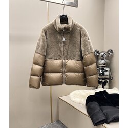 Peluş kürk ve kaz tüyü mont