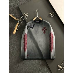 Yıkamalı kumaş arma logo sweatshirt 