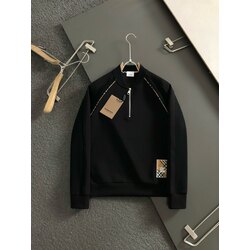 Fermuarlı ekose yama dik yakalı sweatshirt 