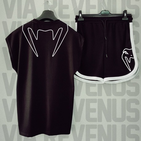 UFC Venum Ön Arka Baskılı Sıfır Kol Tshirt Şort Takım