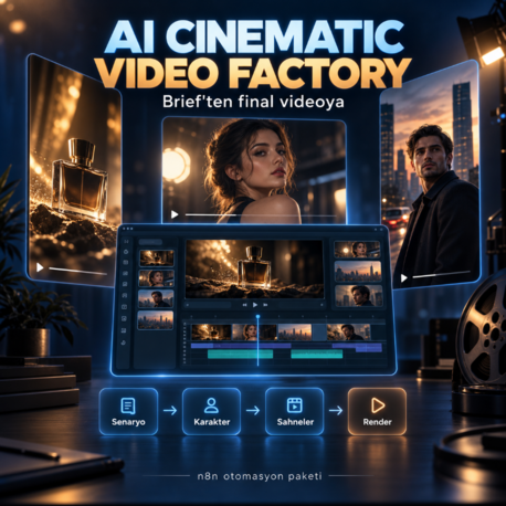 ai cinematic video factory - karakterden final videoya n8n otomasyon paketi