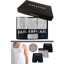 VIEN&KARL Premium Kutuda 6'lı Siyah Gri Lacivert Boxer / Atlet Set