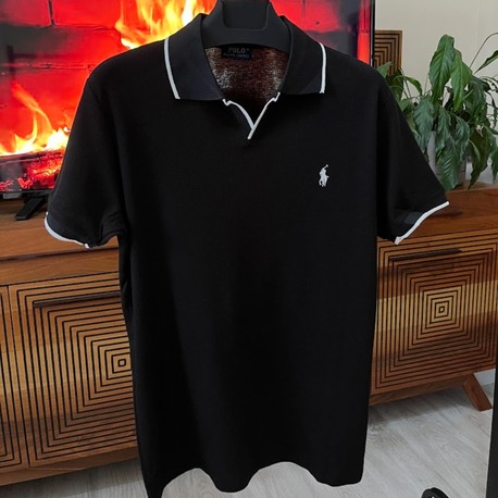 RL Premium Siyah V Kesim Polo Yaka