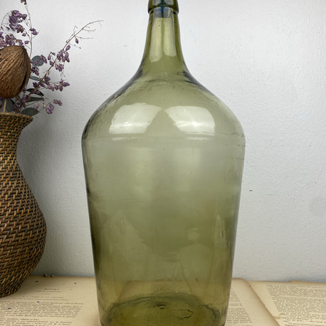 Antika Yeşil Üfleme Cam Demijohn / 12 L Damacana 