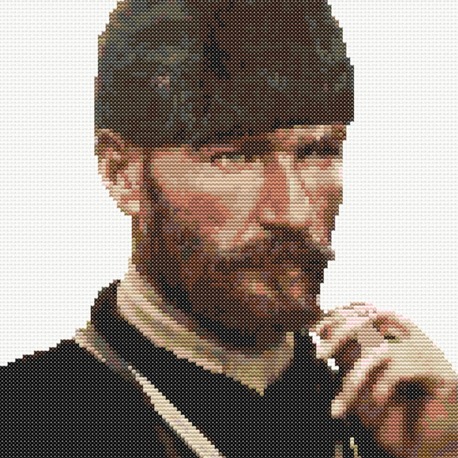 Mustafa Kemal Atatürk Kanaviçe Deseni - 133x150 stitches- 22 DMC Renkli- 24x27 cm