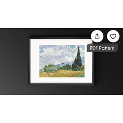 Van Gogh- Wheat Field With Cypresses Kanaviçe Deseni 46x36 cm Buğday tarlasında selvi ağacı