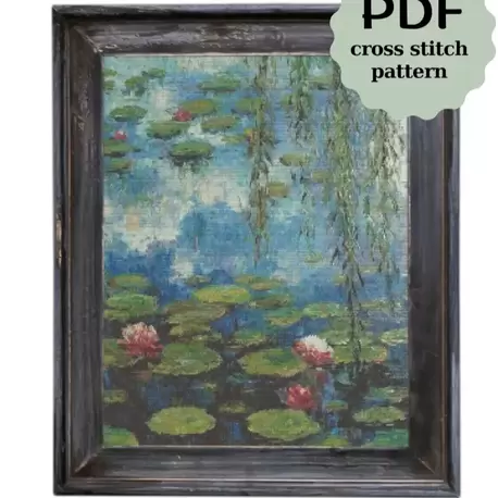 Water Lilies Monet kanaviçe deseni - 43x55 cm