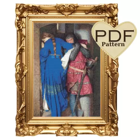 35x54 cm Hellelil and Hildebrand, the Meeting on the Turret Stairs by Frederic William Burton