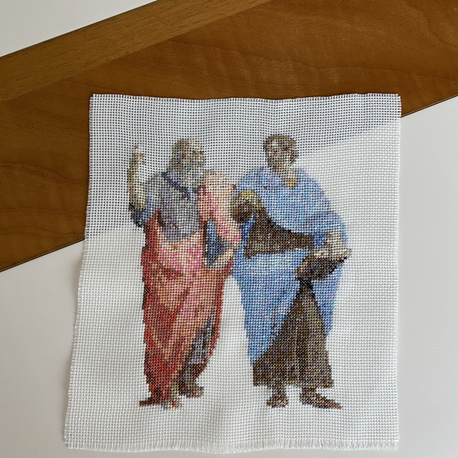 Platon ve Aristoteles Kanaviçe tablo