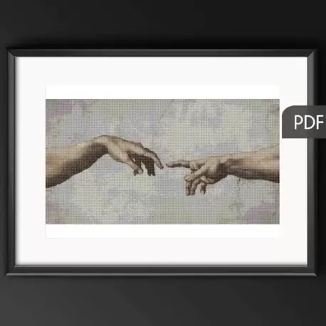 The Creation of Adam -Michelangelo kanaviçe şablonu - 300x156 stitches - 15 renk