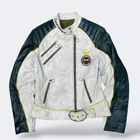 Fenerbahçe Vintage Koleksiyon Hakiki Deri Ceket Biker Y2K