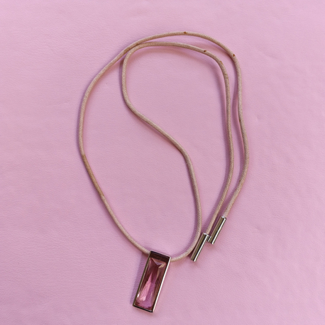 Vintage Swarovski pembe taşlı kolye