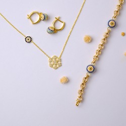 SB1001 - Boncuklu Set Küpe_Kolye_Bileklik