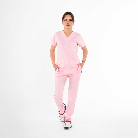 Epione Serisi Barbie Pembe V-Soft Likralı Cerrahi Takım