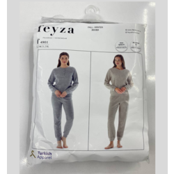 FEYZA 4901 MEVSİMLİK 2 PARÇA PETEKLİ RAHAT KALIP PİJAMA TAKIMI GRİ