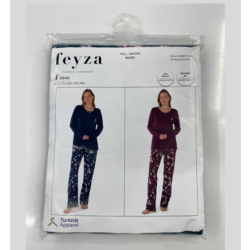 FEYZA 4940 MEVSİMLİK 2 PARÇA RAHAT KALIP PİJAMA TAKIMI BORDO