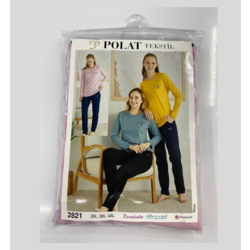 POLAT 2821 MEVSİMLİK 2 PARÇA GENİŞ KALIP PİJAMA TAKIMI PEMBE