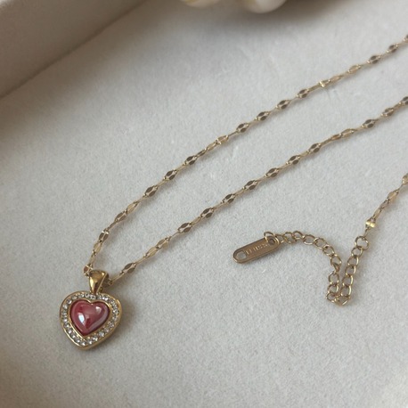 PEMBE TAŞ DETAY GOLD RENK KOLYE 