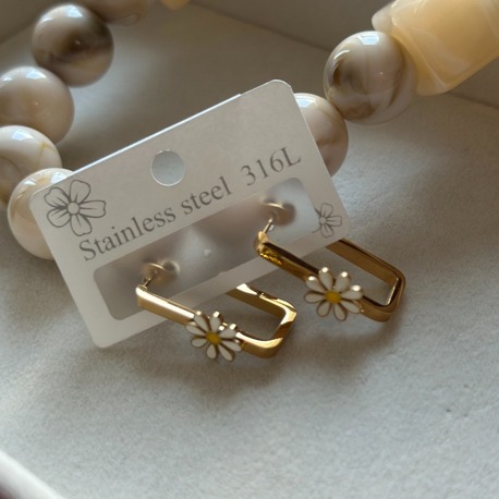 PAPATYA DETAYLI DİKDÖRTGEN KÜPE